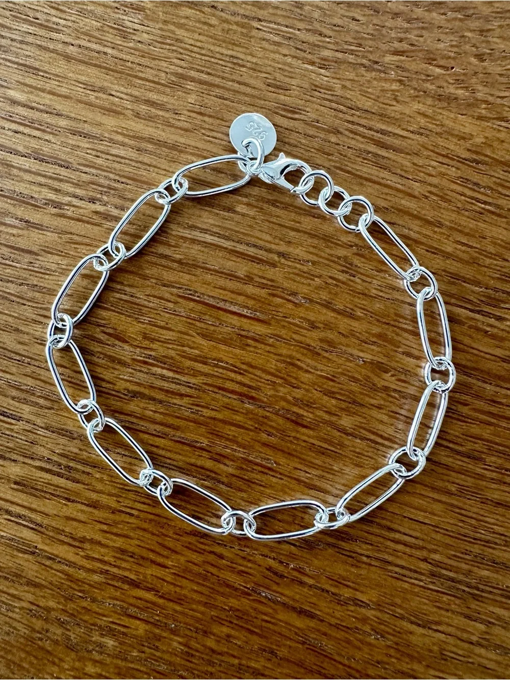 Sterling Silver 925 Paperclip Link Bracelet - 8”